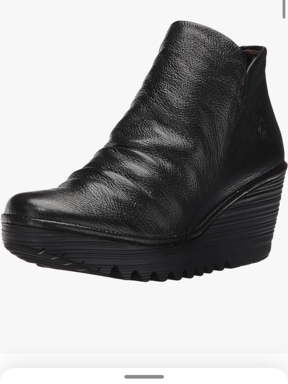 Fly London YIP Wedge Booties Black Leather size 39